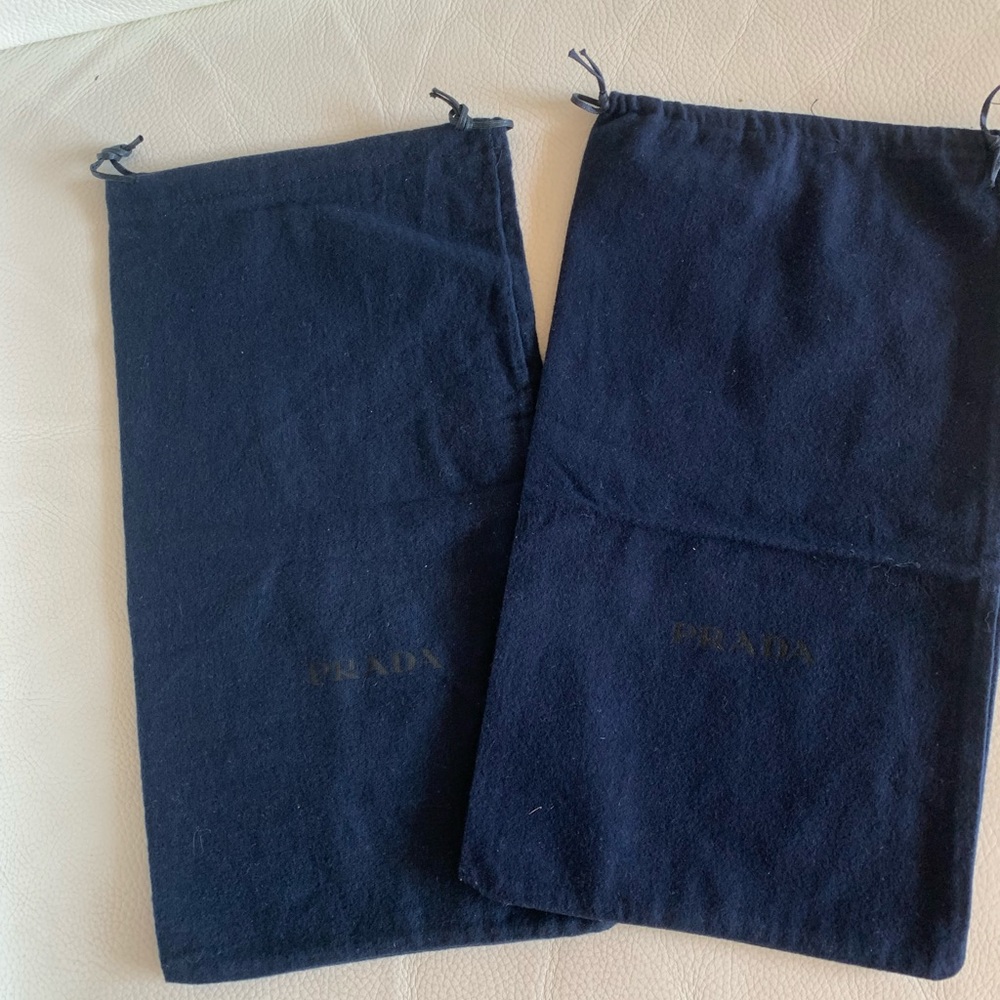 PRADA two Flannel Shoe dust Storage Drowstring Bags  W 8.5” /H 15"Offers accept